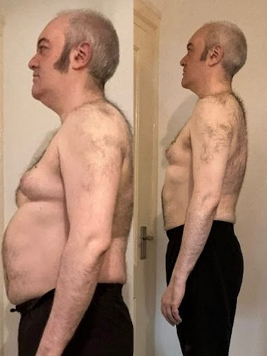 Tom's before and after fat loss transformation