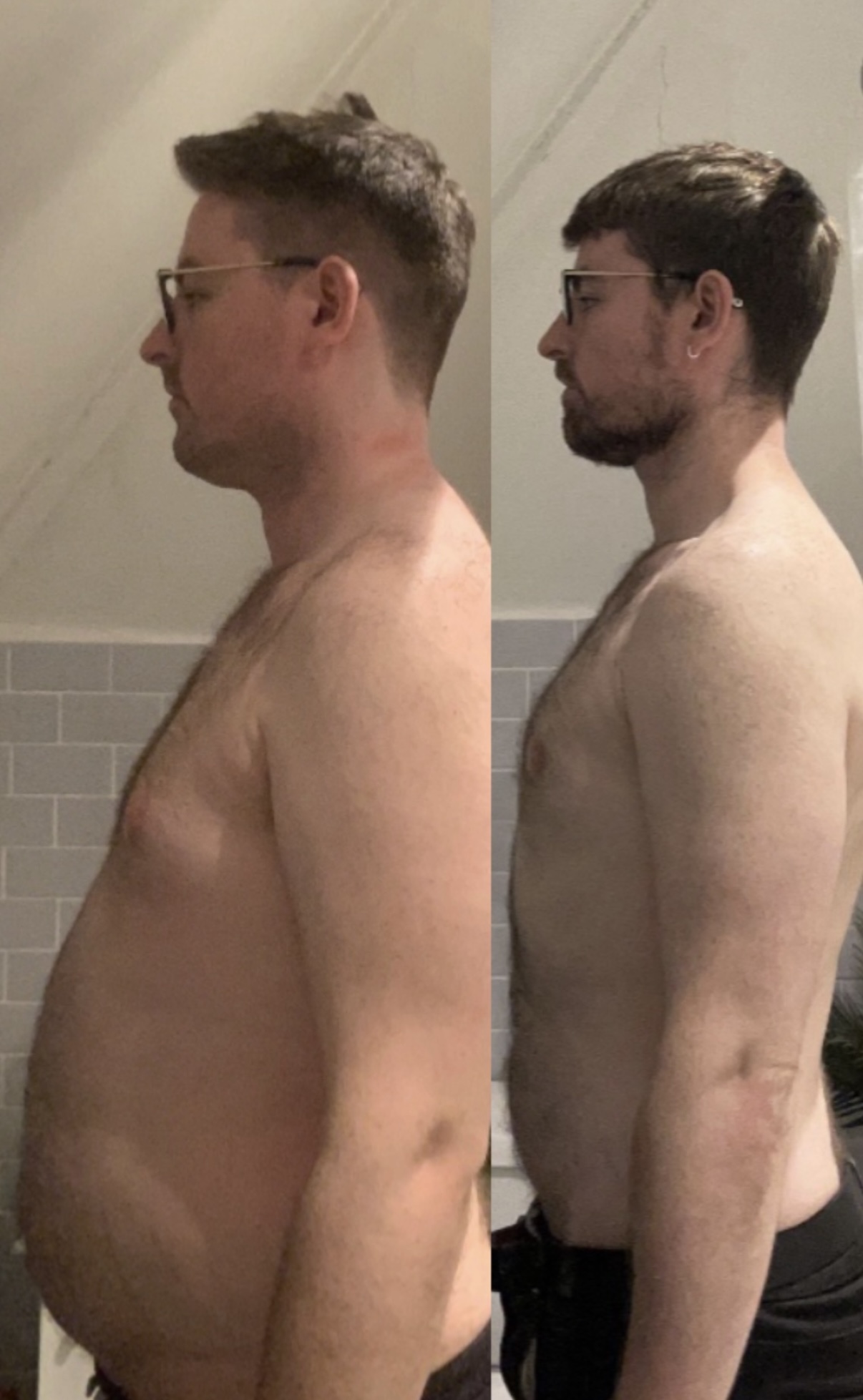 Client side profile fat loss transformation